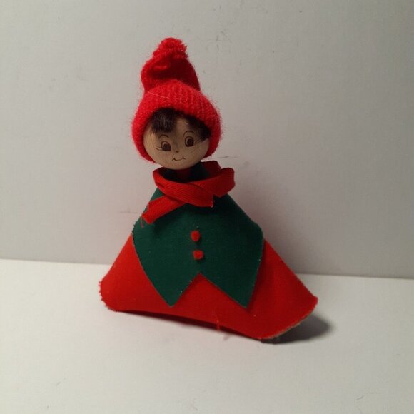 Danish Doll Wood Ball Head Tiny Tree Topper Ornament or Shelf Sitter 5.4" - Picture 8 of 10